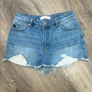 KanCan Blue Jean Shorts Distressed Raw-Edge